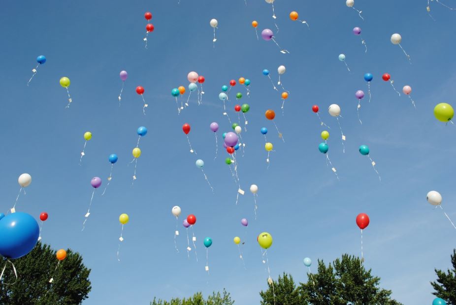 Balloons flying into the air