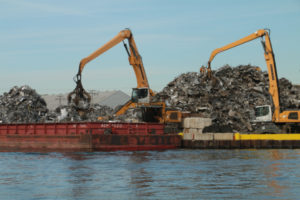 Calumet River - barge taking on scrap metal