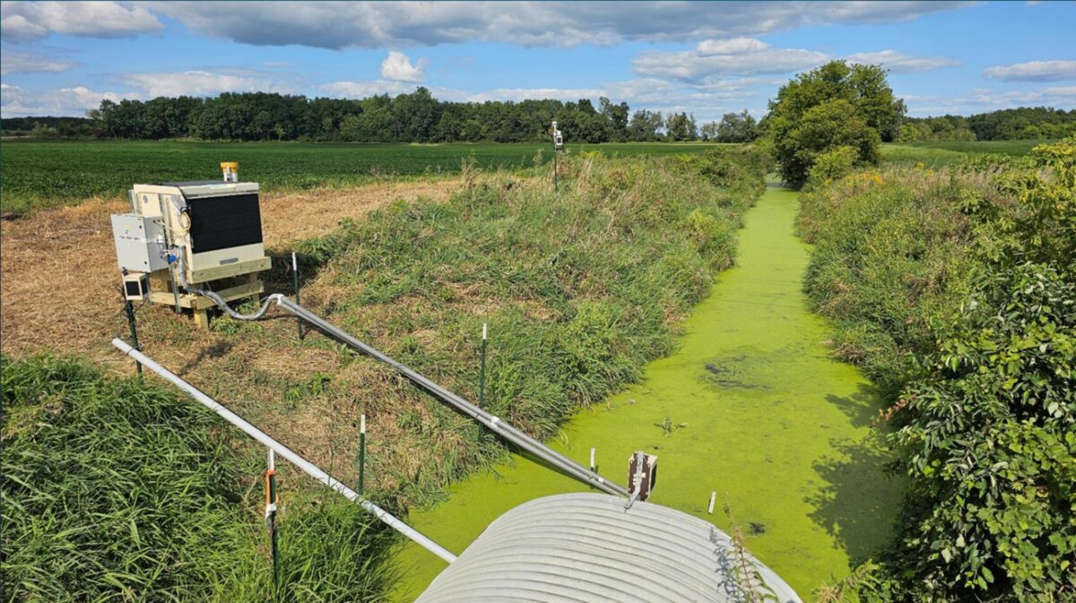 Instrumentation along a waterway.