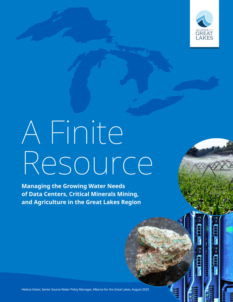 Report Cover - A Finite Resource: Managing the Growing Water Needs of Data Centers, Critical Minerals Mining, and Agriculture in the Great Lakes Region