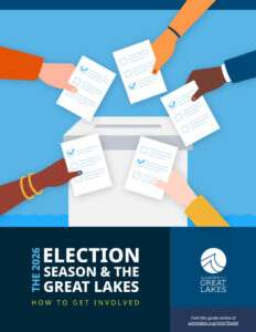 A report cover that says "The 2026 Election Season & the Great Lakes"