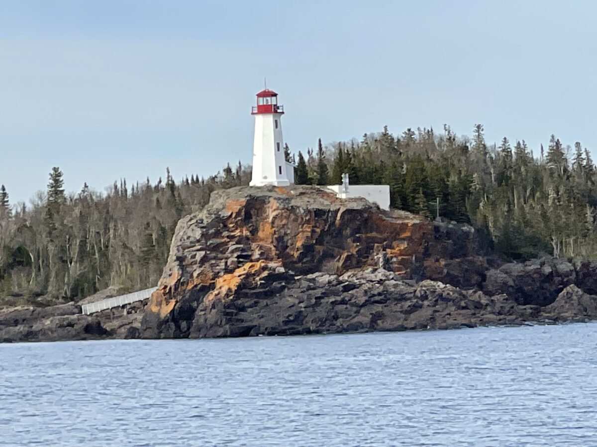 Nippigon Bay Lighthouse from aboard the Blue Heron.