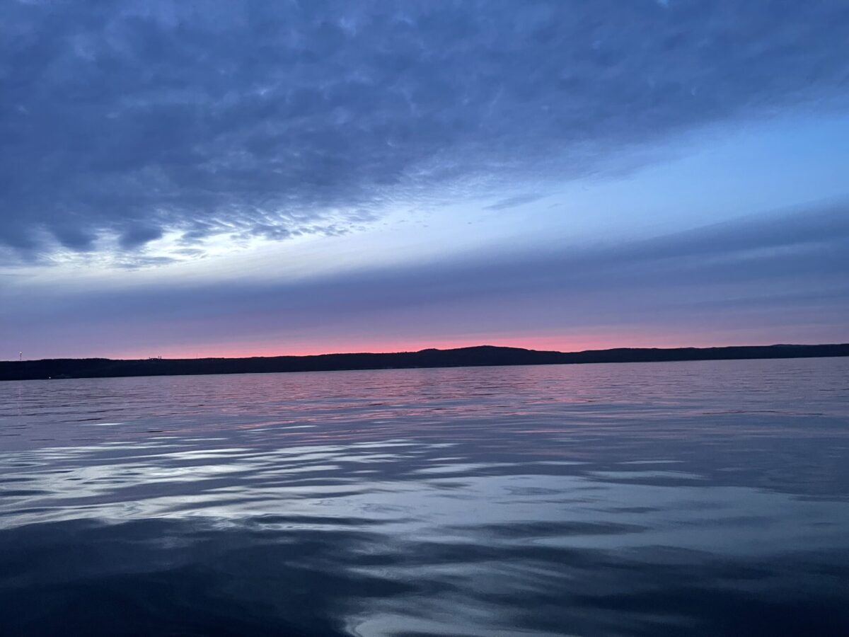 Sunset over Lake Superior aboard the Blue Heron